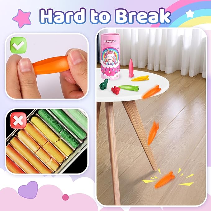 DreamCandy Rocket and Unicorn Crayons,18PCS Non Toxic Washable Toddler Crayons for Kids and Toddlers,Art Supplies Drawing Coloring Crayon Set,Gift for Girls and Boys,Back to School
