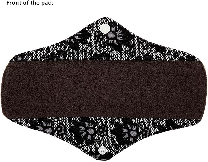 5 Pack 10 Inch Charcoal Bamboo Cloth Menstrual Pads,Reusable Sanitary Pads,Washable Panty Liner,Unscented