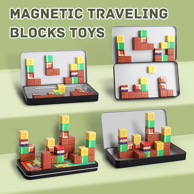 Mini Magnetic Blocks with Portable Iron Storage Box - Travel Magnet Building Block for Kids, STEM Construction Toys for Ages 3+, Educational Learning Toy Gift for Boys Girls