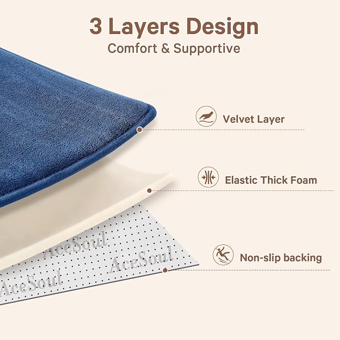 Baby Play Mat for Floor,Ultra Thick Elastic Foam 59"x79" Playmat Tummy Time Muscle Crawling Exercise Activity Cushion Gym Mat Nursery Playroom Area Kids Rug for Babies, Toddlers,Infants,Navy Blue
