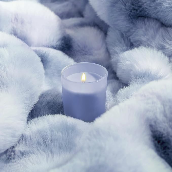 Luxury 1000GSM Faux Rabbit Fur Throw Blanket, Super Heavy Warm Cozy Grey Blankets for Couch Bed Sofa, Ruched Plush Fuzzy Elegant Soft Reversible Mink Blanket for Living Room Bedroom