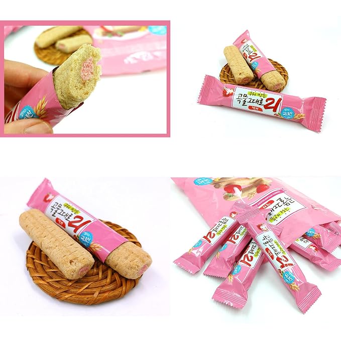 LENITH Korean Premium Multi Whole Grain Baked Crispy Rolls 21 Grains Strawberry Flavor 150g(5oz 860kcal)