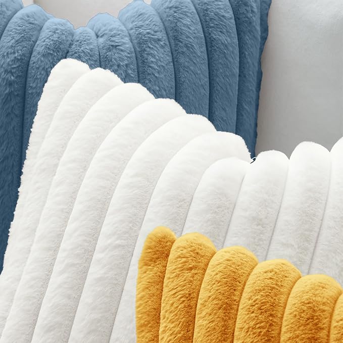 MIULEE Faux Fur Decorative Throw Pillow Covers 16x16 Set of 2 White | Modern Soft Plush Couch Pillows, Cozy Fluffy Cushion Covers for Sofa Bed Living Room Home Decor