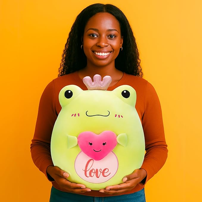 Original 14-inch Large Frog Plush Pillow Stuffed Animal Toy,Big Size Cute Soft Toys Fat Kawaii Plushie,Gift for Kids Girls Boys Girlfriend Children