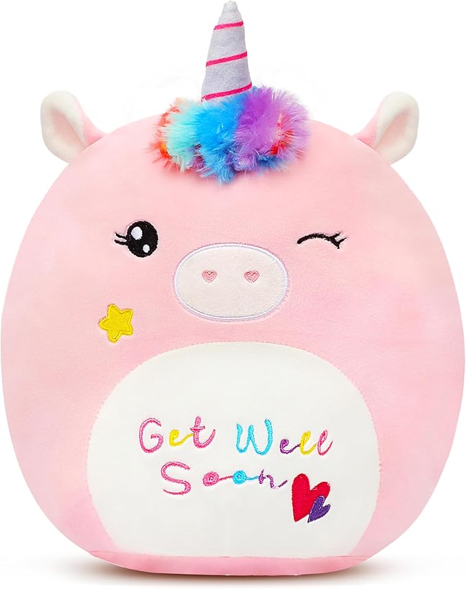 Easfan Get Well Soon Unicorn Plush Pillow Soft Plush Toy Get Well Soon Gifts for Kids Patient Feel Better for Women Throw Pillow Sofa Cushion Home Decoration
