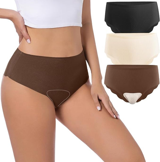 Camel Proof Seamless Underwear for Women 3 Packs No Show Invisible Cheeky Panty Liners Workout Gym Yoga Panties