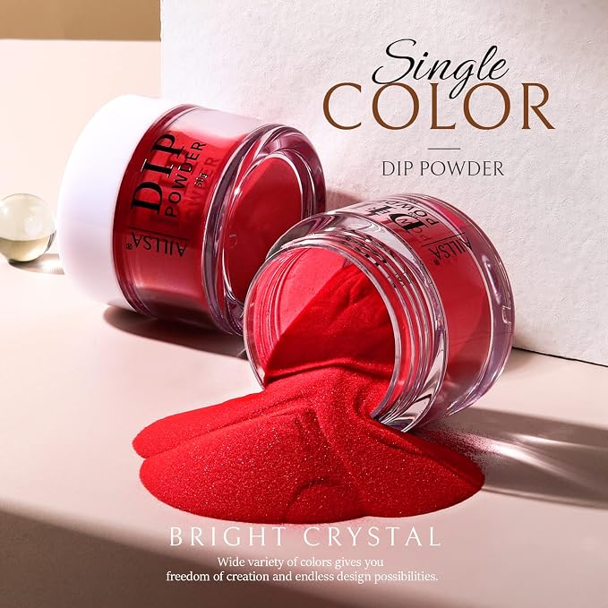 AILLSA Classic Red Dip Powder for Valentine's Day, 1 Oz | Nail Art for Starter Manicure Salon DIY at Home, Fall Winter Colors Long Lasting French Manicure