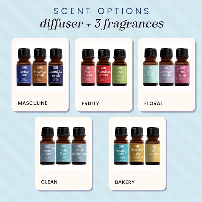 CE CRAFT Waterless Travel Diffuser Gift Set - Rechargeable Diffuser for Aromatherapy - Includes 3 Fragrance Oils - Fragrance Dispenser for Office and Home - Masculine, Black Scents