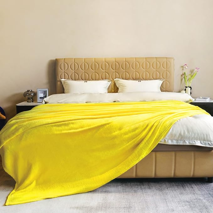 Yellow Fleece Plush Throw Blanket 108"x90"for Couch Sofa Fuzzy Cozy Flannel | Super Soft Lightweight Microfiber Blanket for Bed Chair bedroom Home Decor All Season,Birthday Gifts for Women Mom Adult