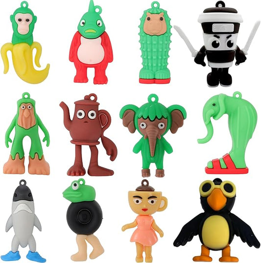 JDF® 12PCS Italian Brainrot Toys, Tralalero Tralala Action Figure, Brainrot Meme Shark Figures Toys 2.5inch, Unique Key Chain, Funny Animals Decor Gifts for Fans Room Office Figurine Decorations Doll
