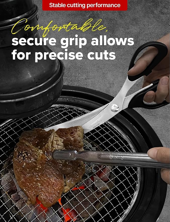 Made in Korea, Korean Barbecue Scissors, Meat, Chicken, Vegetables, High Strength Stainless Steel Grip-Excellent Barbecue Scissors (Korean BBQ Scissors)