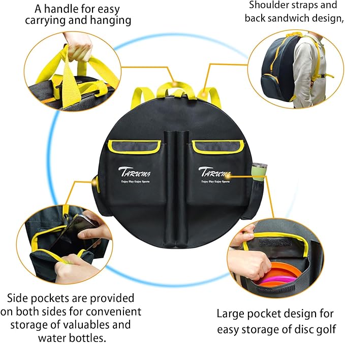 TARUMG Disc Golf Basket - Portable Disc Golf Target with Heavy Duty 24-Chains Come with Transit Bag and 3pcs Disc Golf Discs, Ground Stake -Suitable for Players of All Levels - Multi Color Available