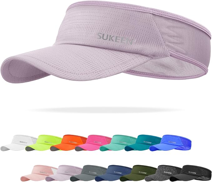 Sukeen Lightweight Sports Sun Visor Hat for Men Women | Packable, breathable, quick-dry, UPF50+ cooling visor hat, stretch fit, for running, tennis, golf, pickleball, softball