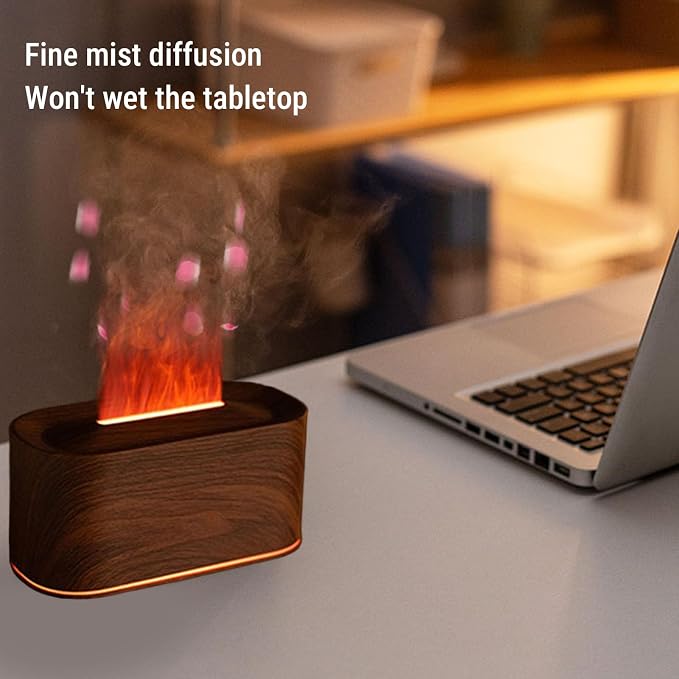 Asixxsix Essential Oil Diffuser, Aromatherapy Diffuser Cool Mist Humidifier with 7 Colors Light, Scent Aromas Diffuser, Quiet Flame Diffuser for Essential Oil, Home, Office, Bedroom (Dark Wood Grain)