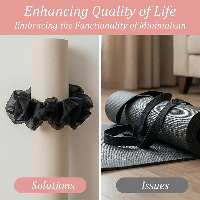 Yoga Mat Scrunchie Stretchable Elastic Chiffon Fabric Yoga Mat Holder Strap Band for Women Men(Mat Not Included)