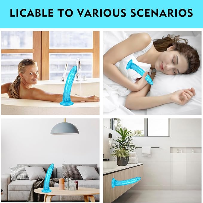 Realistic Dildo 9.4'' Blue Dildo Sex Toys with Suction Cup for Hands-Free Play, Thick Penis Suitable for Women/Men/Gay/Couples with Thin and Slim Poke can be Use for G spot and Anal