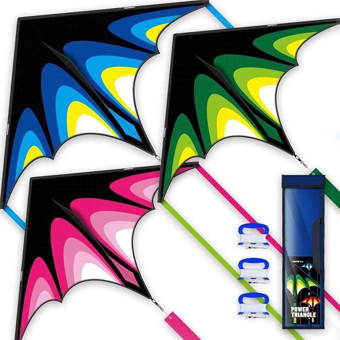 SGftre Delta Kite Easy to Fly,Single Line String with Tail for Beach Flying Kites for Kids and Adults Kites Outdoor Trip Park Family Game (Skyward Prairie 3-Piece Set)