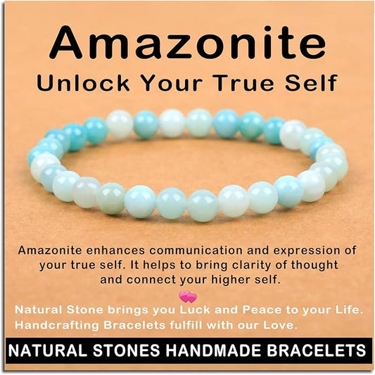 AD Beads Handmade Gemstone Stretch Elastic Bracelet Crystal Healing Reiki Nature's Beauty and Spiritual Essence Unisex