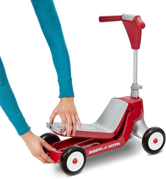 Radio Flyer Scoot 2 Scooter, Red, for Kids Ages 1-4, Ride On Toy or 4-Wheel Kids Scooter, Durable Wheels and Frame, Converts Easily with Flip Deck, Toddler Ride On Toys