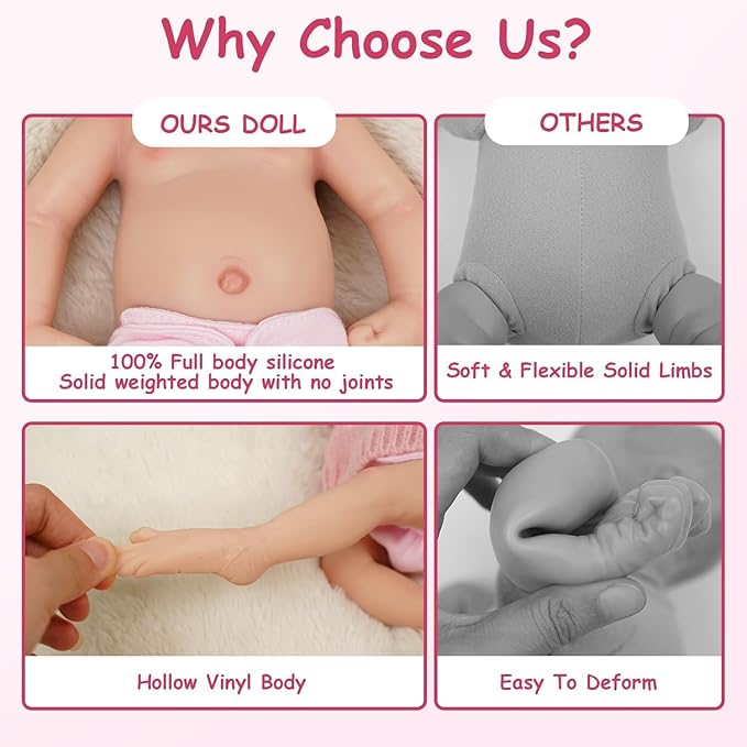 Mire & Mire Reborn Baby Dolls 12'' Girl Full Silicone Baby Doll Realistic-Newborn Baby Dolls That Look Real Sleeping Baby Doll