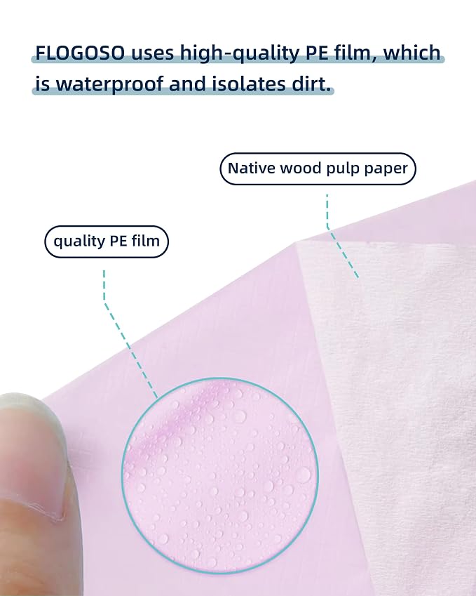 FOGOSO 50 Pack Disposable Toilet Seat Covers 16x24 Inch Extra Large Individually Wrapped Toilet Seat Shields Travel Accessories for Adults Kids-Pink