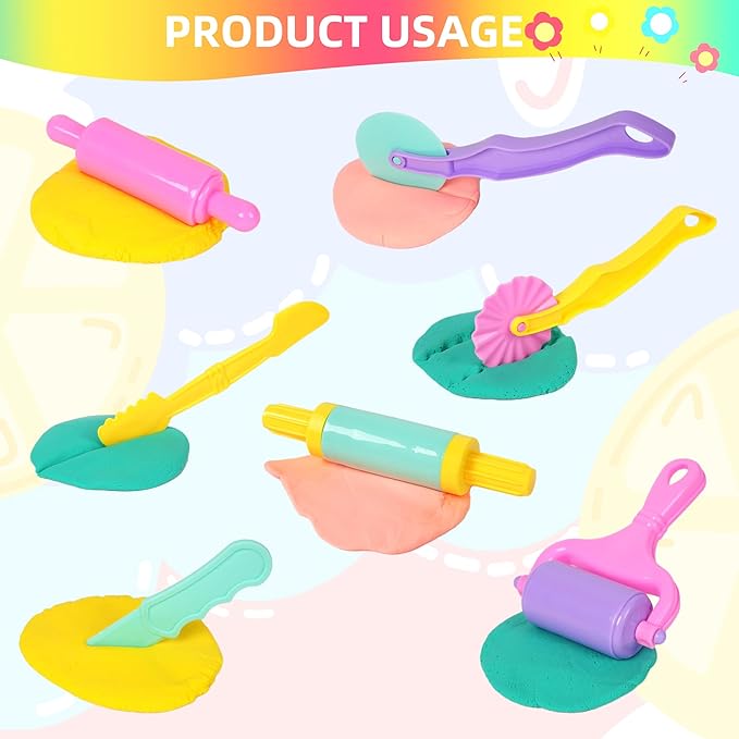 Dough Tools Set for Kids – 22 PCS Macaron Color Dough Play Tools with Animal Cutters, Dough Tool Set for Ages 3-8 (Random Colors)
