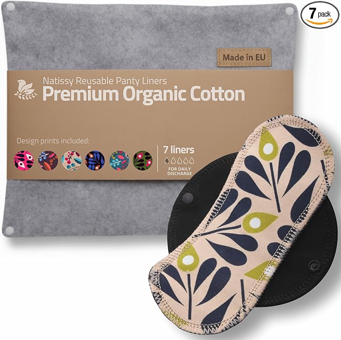 Made in EU - Ultra-Soft Reusable Panty Liners (Small, 7-Pack) – High-Temp Washable Cloth Panty Liners for Women & Teens – Breathable Organic Cotton Keeps You Fresh & Dry for Vaginal Daily Discharge