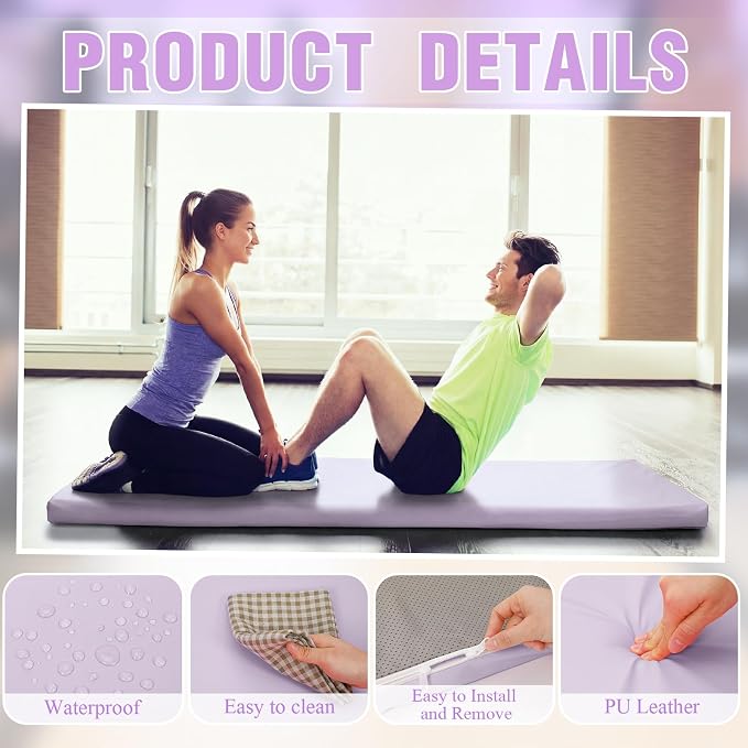 Lyrow 3 Inch Thick Yoga Mat, 72 x 24 Inch Cushioned Foam Floor Mat with Carry Strap, Non Slip PU Leather Workout Pad for Pilates, Stretching, Restorative Yoga and Home Gym