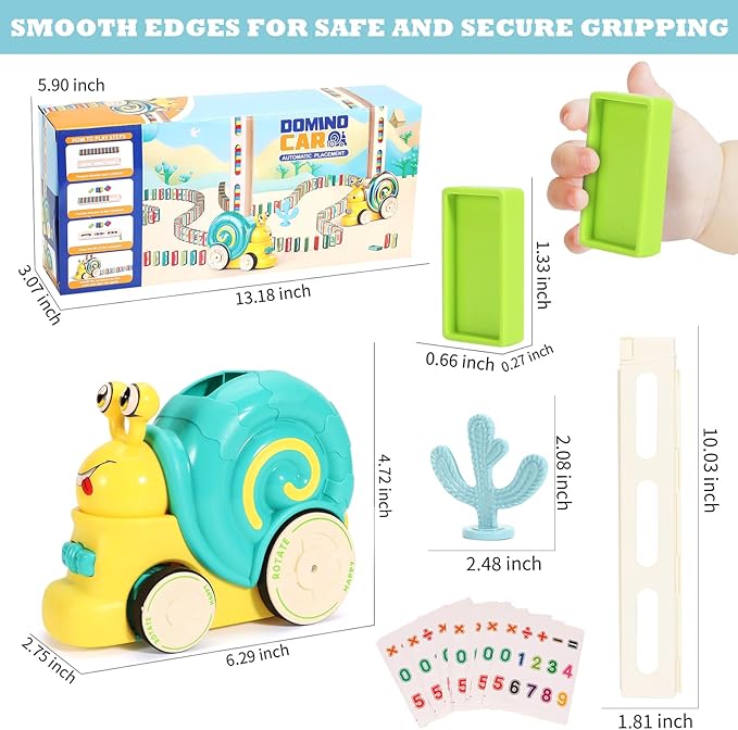 180pcs Montessori Learning Automatic Dominos Train Set Toys for Kids,Snail Domino Games Birthday Gift