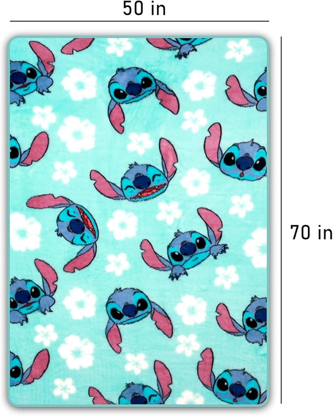 Stitch Blanket Set - Bundle with Soft Disney Throw, Stickers, and More | Disney Lilo and Stitch Throw Blanket Size 50x70" for Kids, Boys and Girls