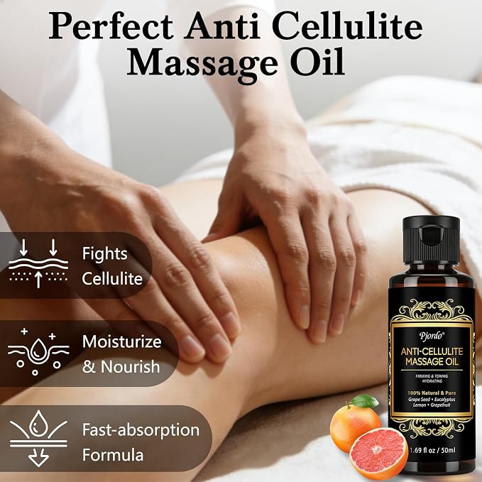Pjordo 5 Pack Massage Oil for Massage Therapy, Lavender, Vanilla, Sore Muscle, Syringa & Anti Cellulite Massage Oil Kit for Relaxing Muscle & Soothing The Body, Home Spa Gift for Her Him