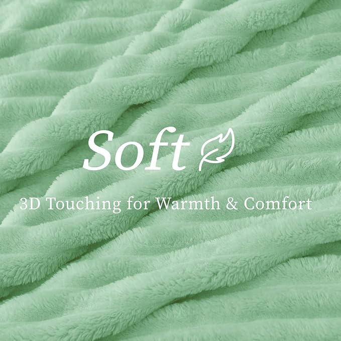 BEDELITE Ribbed Fleece Throw Blanket for Couch, Light Green, 50"x60" | Ultra-Soft Plush Fleece, Cozy, Warm Yet Lightweight, Ribbed Texture, Home Decor, Machine Washable, Giftable, All-Season Use