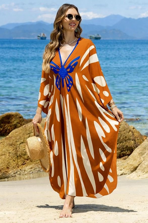Mumu Dresses for Women Plus Size, Bohemian Kaftan Beach Cover Up Long Maxi Nightgown Soft Loungewear