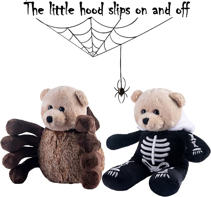 My OLi 9" Glow in The Dark Plush Toy Spider & Skeleton Stuffed Animal with Flip-Top Hat Cute Teddy Bear for Kids Babies & Toddlers