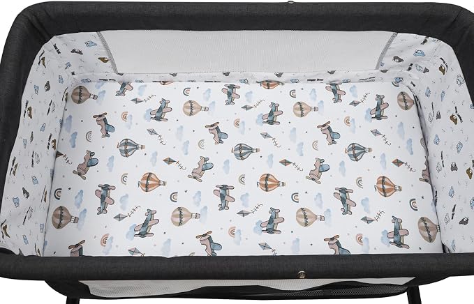 Pack n Play Sheet Stretchy Fitted Portable Mini Crib Sheets Set 2 Pack,Playard Sheets Convertible Playard Mattress Cover,Ultra Soft Jersey Material, Cream & Cloud