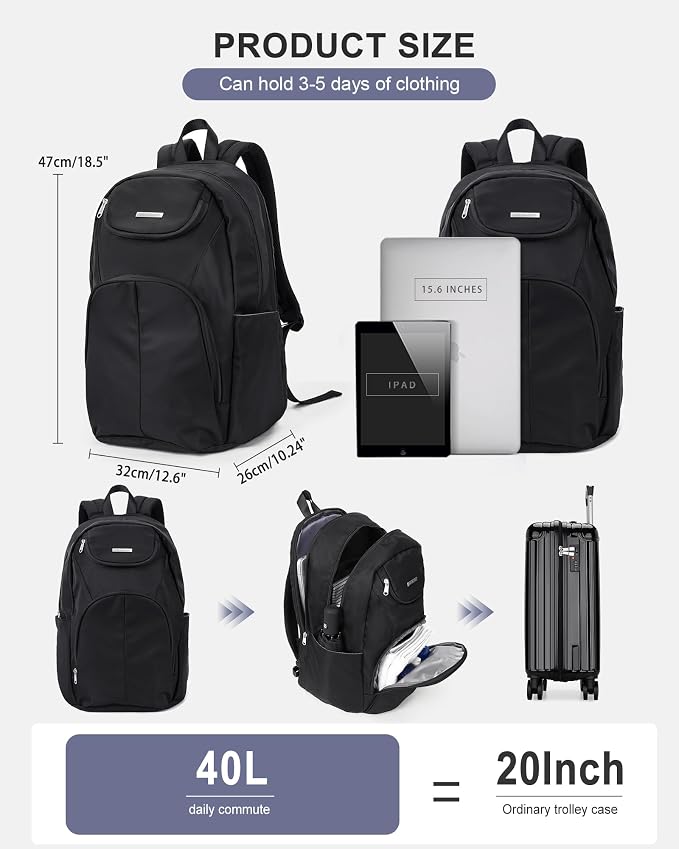 Sports Backpack for Men Women Work Commuter Causal Daypack Hiking Gym Workout Backpack with Shoes Compartment Water Reisistant Black