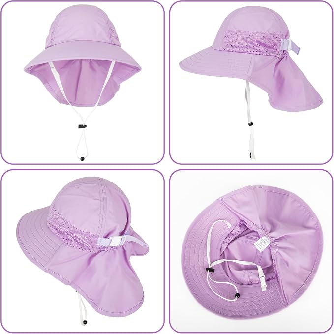 Toddler Baby Sun Hat Kids Summer Beach Essentials Adjustable Beach Hats with Bucket Wide Brim for Boys Girls Age 0-14 Years