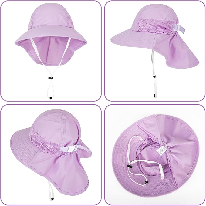 Toddler Baby Sun Hat Kids Summer Beach Essentials Adjustable Beach Hats with Bucket Wide Brim for Boys Girls Age 0-14 Years