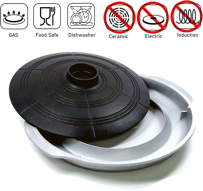 COOKKING - Korean Traditional BBQ Grill Pan, Cauldron Lid Shape - Stovetop Nonstick Indoor/Outdoor Smokeless BBQ Cast Aluminum Grill Pan, Made in Korea