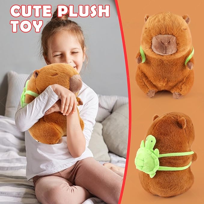 Cute Capybara Plush Toy 13.8 inch, Soft Capybara Stuffed Animal Plushies Pillow Birthday Gift for Kids