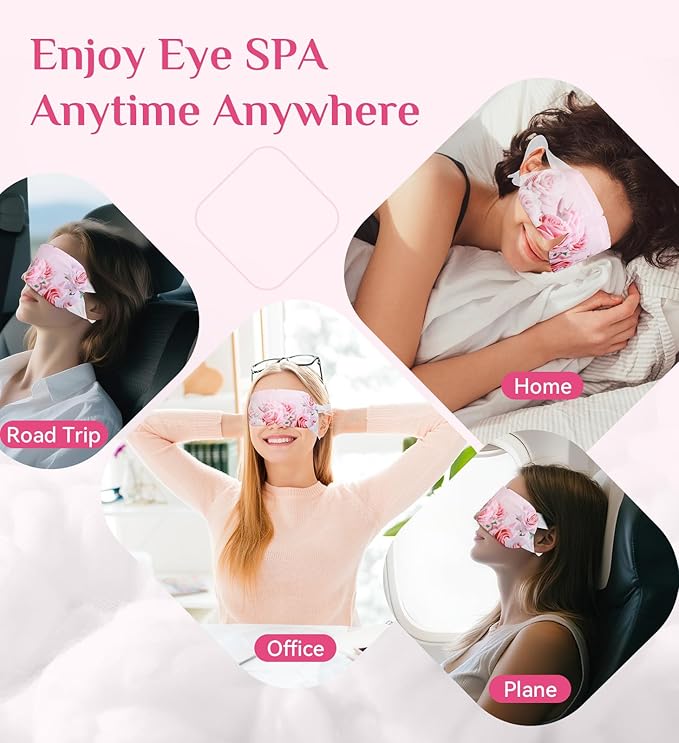 18 Packs Rose Heated Eye Mask - Heating Eye Mask Warm Compress for Dry Eyes Puffiness Dark Circles Sleep Stye Irritation Stress Relief Self Care Wellness Spa Relaxation Gift for Women