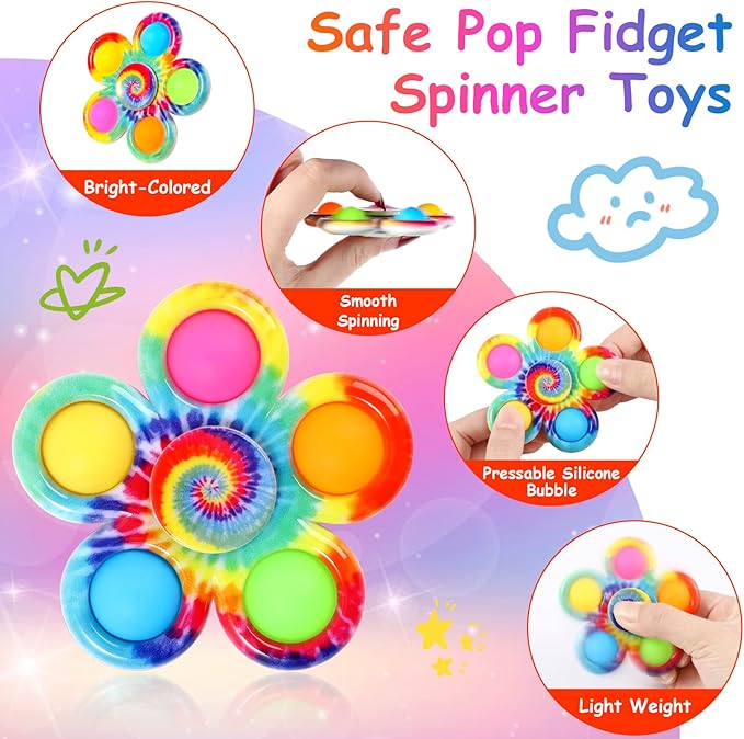 Gigilli 48 Pack Party Favors Fidget Spinners for Kids 4-8 8-12, Goodie Bags Stuffers for Kids 3-5, Pop Mini Fidget Toys Bulk Classroom Prizes, Toddler Birthday Party Gifts, Anxiety Autism Toy