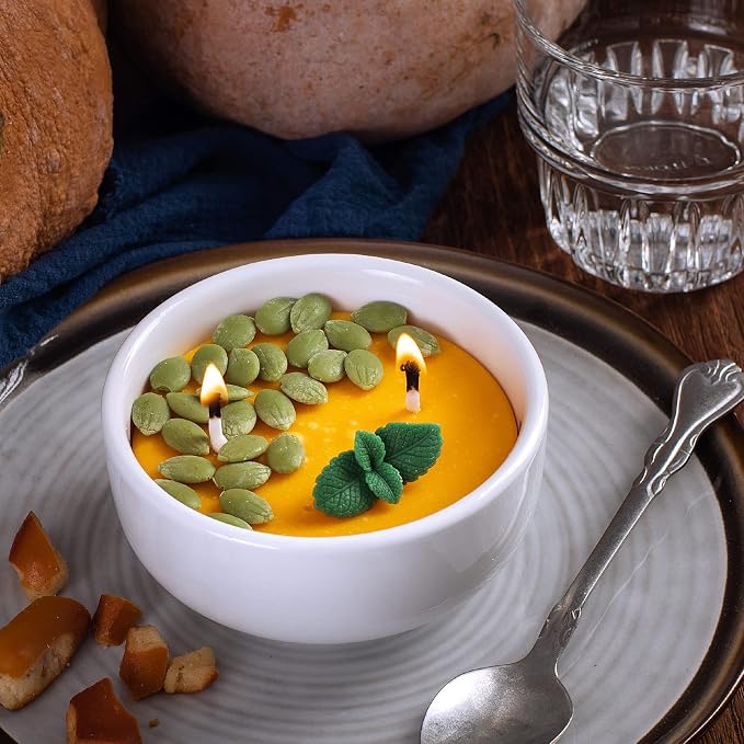 Pumpkin Soup Bowl Scented Soy Candle for Autumn Thanksgiving Day Halloween…