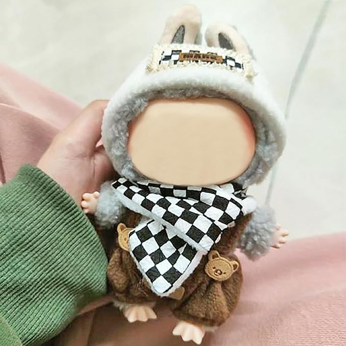 Clothes Fit for 17CM Doll, Fashion Doll Clothes Outfit Set Cute Theme Designer Toys Dress Accessories for Collector Fans Display (Black Checked)