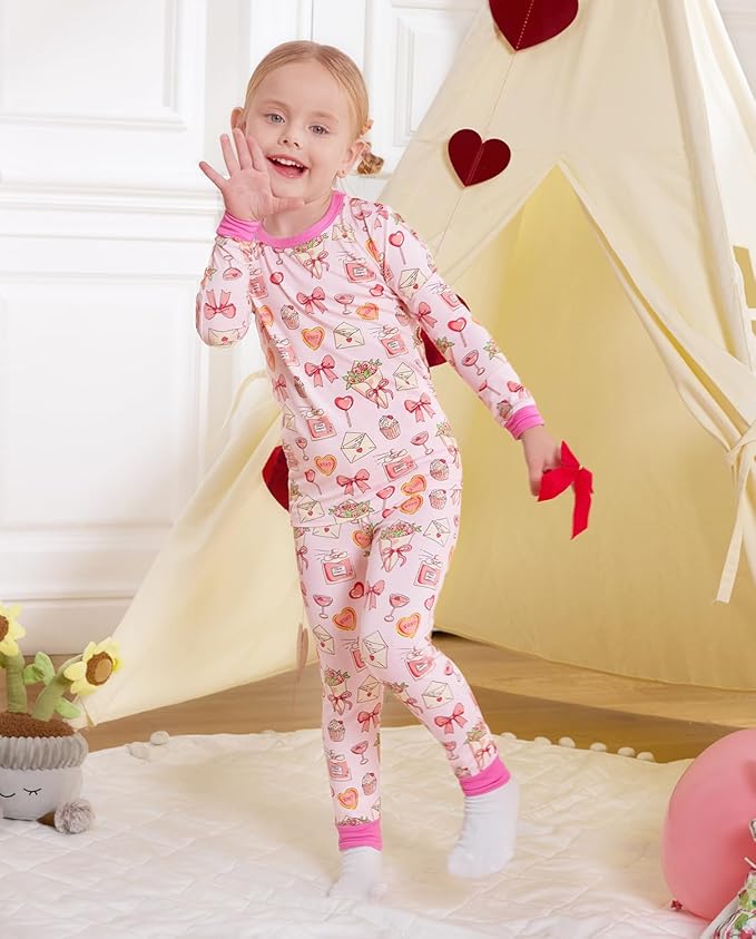 Bamboo Viscose Toddler Girls Kids Pajamas Unicorn Mermaid Pjs Long Sleeve Snug fit 12M-8Y 2pcs Soft Jammies