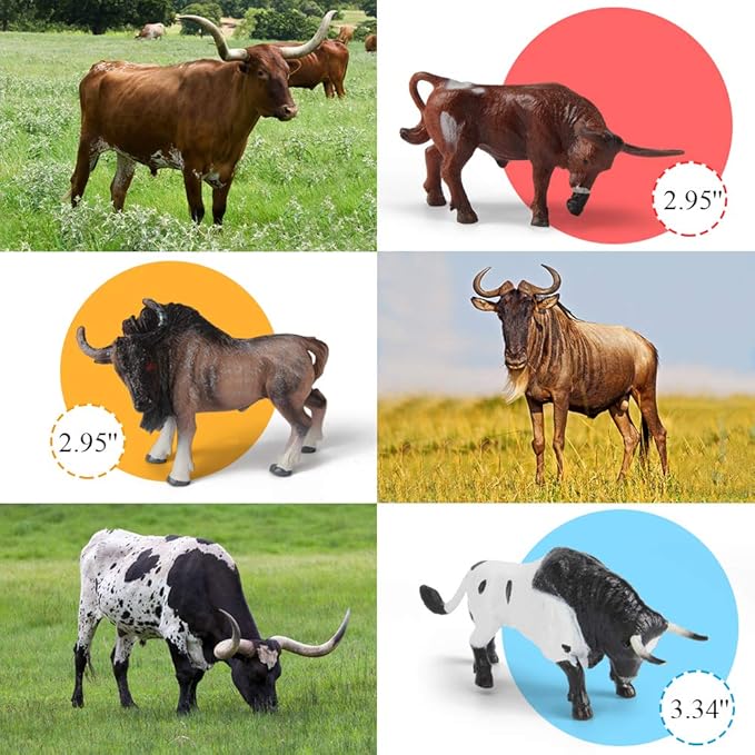 Mini Tudou 12 Pcs Farm Toy Set，Multicolor Cow Animal Figurines Cool Cake Topper & Exhibits for Ages 3 4 5 Boys&Girls