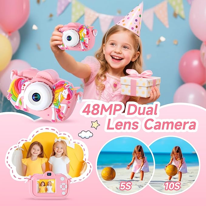Kids Camera for Girls Ages 3-8, Toddler Camera with 1080P Video and 32GB SD Card, Cute Digital Camera for Kids for 4 Year Old Girl