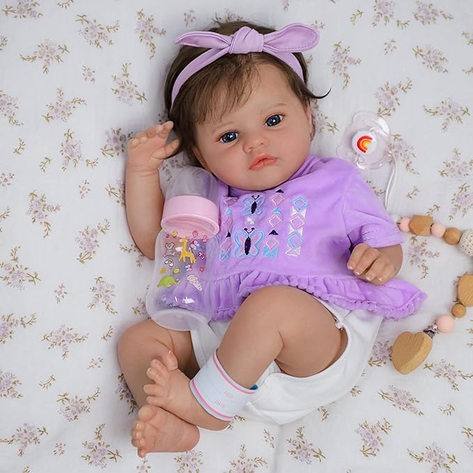 SCOM Realistic Reborn Baby Dolls with Baby Accessories - 20 inch Lifelike Baby Doll Girl, Soft Vinyl Body & Handmade Silicone Limbs, Toddler for Age 3+ Interactive Toy,Birthday Gift