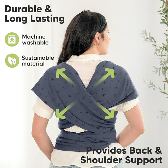 Baby Wrap Carrier - All in 1 Original Baby Carrier Newborn to Toddler Sling, Easy to Wear, Hands Free Bonding, Lightweight, Breathable Infant Wraps (Planets)