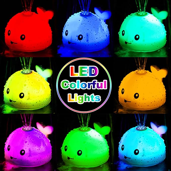Bath Toys for Kids Ages 1-3 - Valentines Gifts Easter Basket Stuffers - 1 Year Old Girl Boy Gifts 1st First Birthday Gift - Light Up Whale Sprinkler Bathtub Water Pool Toys for Babies 6-12-18 Months